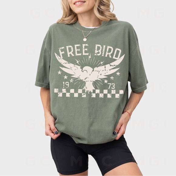 Comfort Colors Free Bird Distressed Boho Graphic Tee Shirt - Picture 5 of 10